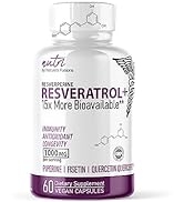 Nutri Resveratrol 1000mg Organic Piperine -15x More Bioavailable Pure Trans Resveratrol Supplemen...