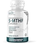 Nutri 5-MTHF L Methylfolate 15MG - 4 Month Supply, 120 Vegan Tablets - Methylated Folate Suppleme...