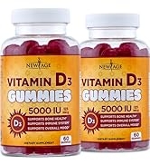 Vitamin D3 5000 IU 125mcg Gummies by New Age - 2 Pack - Support Immune Health - Non-GMO, Gluten-F...