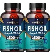 Omega 3 Fish Oil 2500mg Supplement by New Age - 2 Pack – Immune & Heart Support – Promotes Joint,...